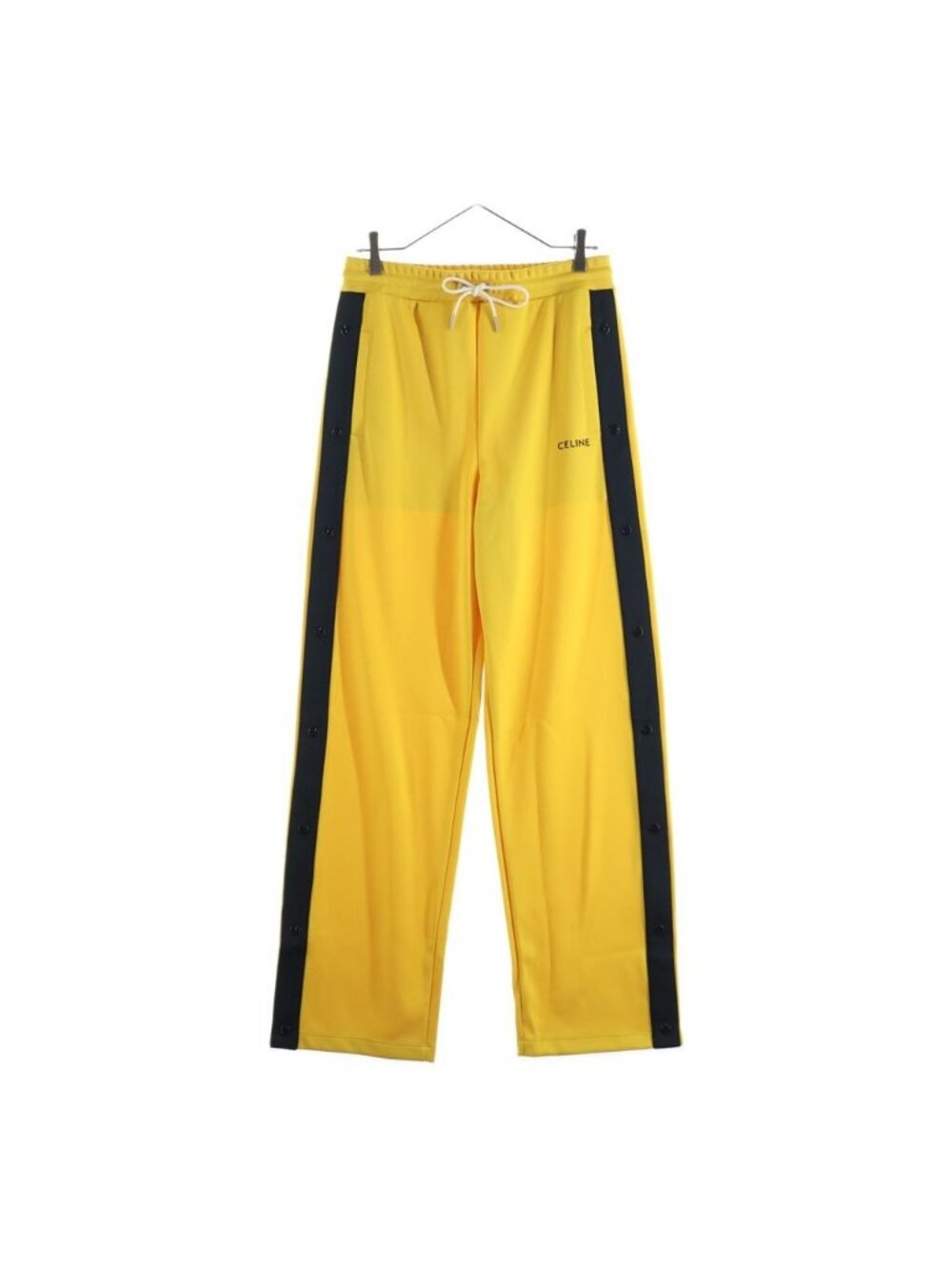 Celine Front Logo Embroidery Side Snap Button Track Pants Yellow